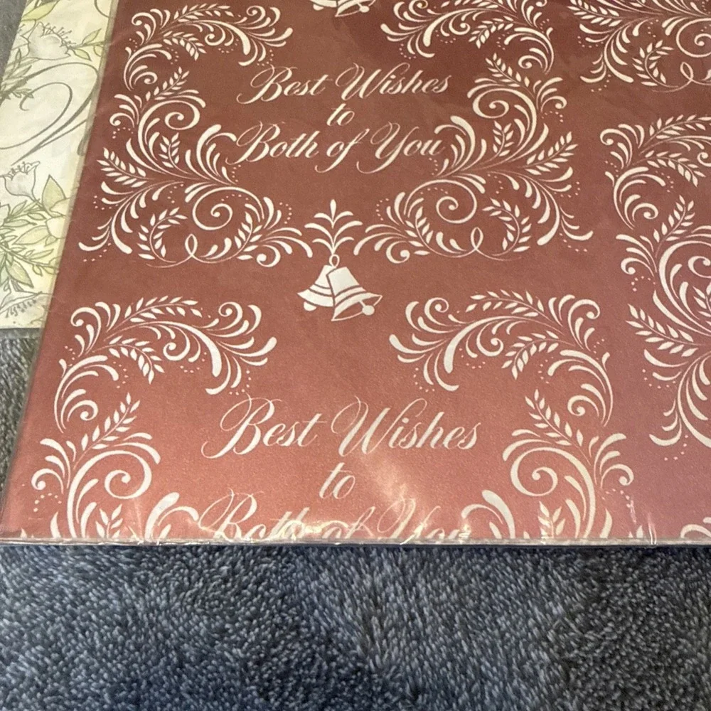 Vintage American Greetings Laurel Wedding Gift Wrap Lot 2 Sealed NOS